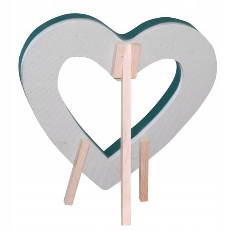 Obrazek Serce otwarte na stojaku z gąbką do kwiatów ciętych 20 cm