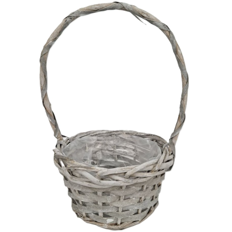 Obrazek Osłonka koszyk szary wiklinowy Ø 14 cm podstawa okrągła