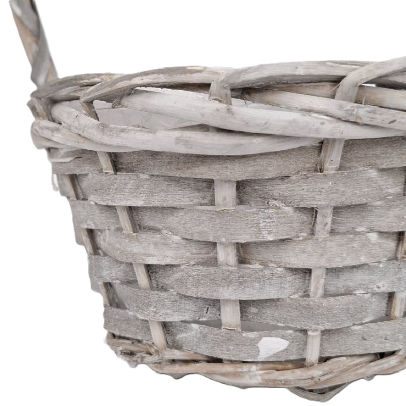 Obrazek Osłonka koszyk szary wiklinowy Ø 14 cm podstawa okrągła