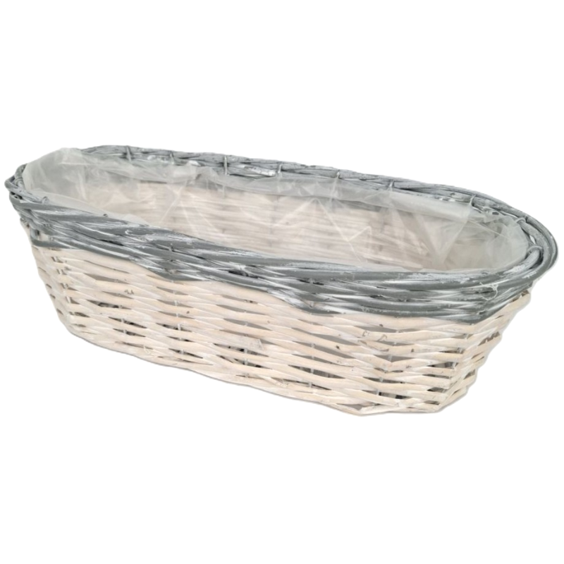 Obrazek Osłonka kosz rattanowy beżowo-szary podstawa owalna mała