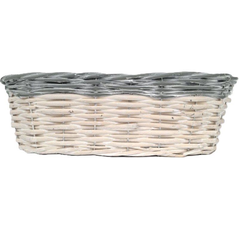 Obrazek Osłonka kosz rattanowy beżowo-szary podstawa owalna mała