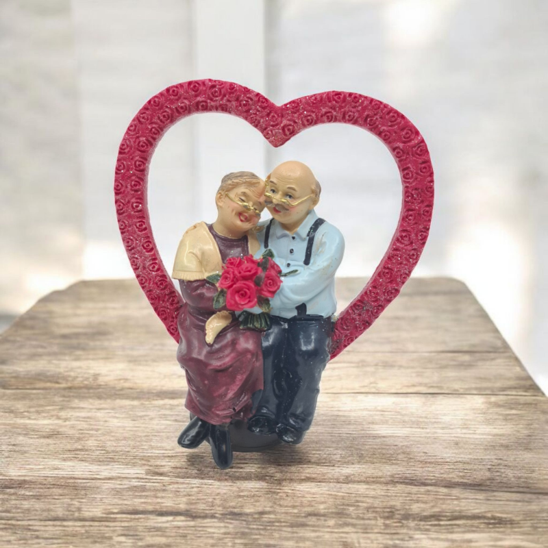Obrazek Figurka dekoracyjna, ręcznie malowana - Para w sercu 