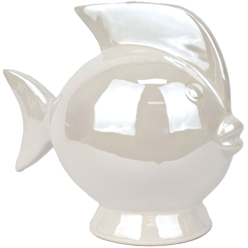 Obrazek Skarbonka ryba ceramiczna perłowa biała mała