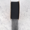 Obrazek Wstążka szyfonowa z szarpanym brzegiem czarny 4cm/10y