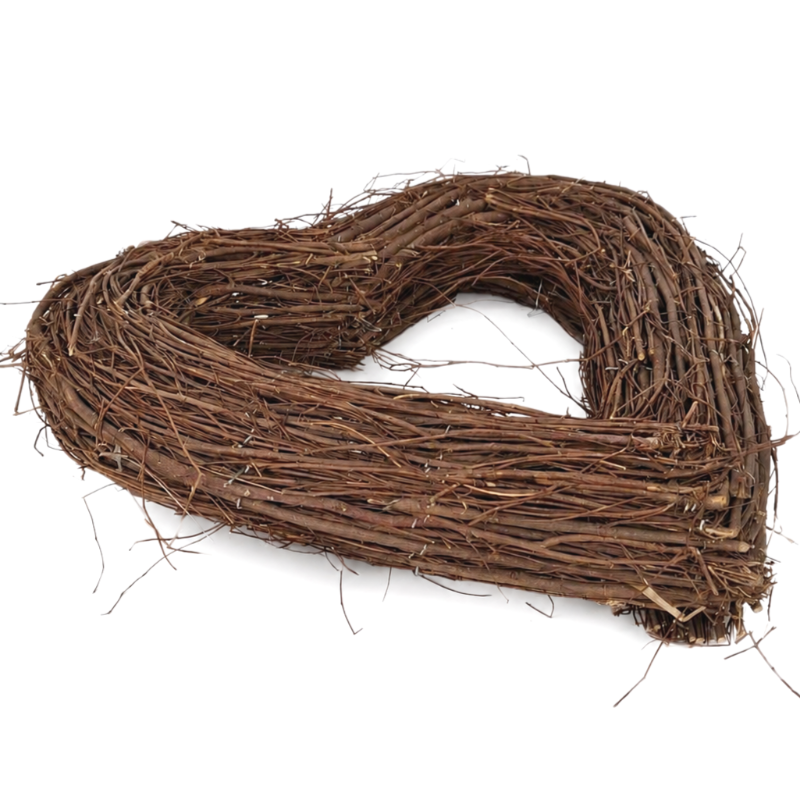 Obrazek Wianek w kształcie serca z gałązek brązowy 40 cm