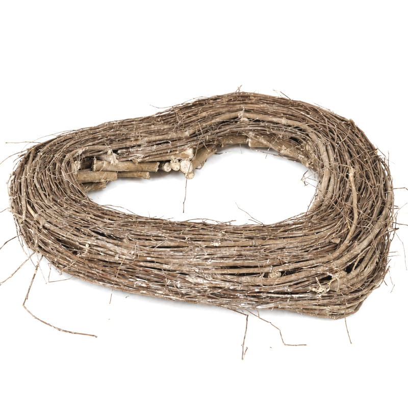 Obrazek Wianek w kształcie serca z gałązek brązowo/biały 39 cm